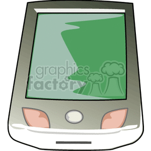 Clipart image of a vintage PDA with a green screen.