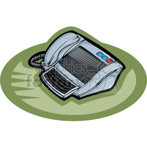 Clipart image of a fax machine on a green background.