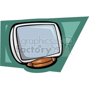 Clipart image of an old-style computer monitor with a green background.