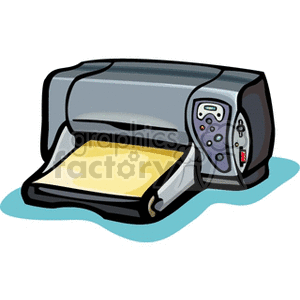 A clipart image of a printer with paper coming out.