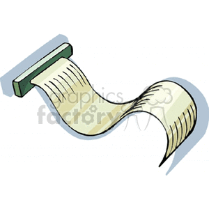 Clipart image of a ribbon cable, which was used in the past to connect printers to computers, and internals of computers (such as hard drives, CD drives, etc)