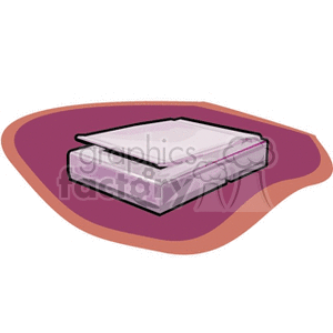 Clipart image of a flatbed scanner on a stylized background.