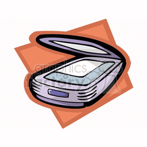 Clipart image of a flatbed scanner with lid open.