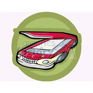 Clipart image of a red car with a scanner lid, resembling a car scanner concept.