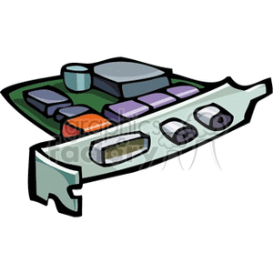 Clipart image of a computer sound card with various components and ports.