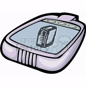 Clipart image of a digital pager with a book icon on the screen.