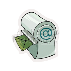 Clipart of an email symbol with an envelope emerging, depicting digital communication.