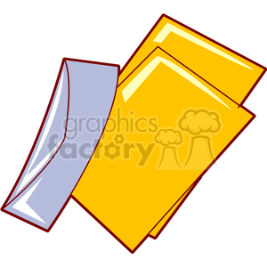 A clipart image of yellow paper, with an envelope next to it