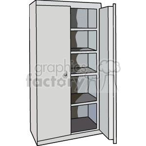 Gray Metal Cabinet with Open Shelves