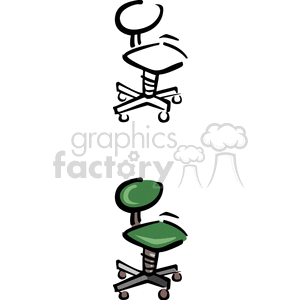 Office Chair with Green and Outline Designs