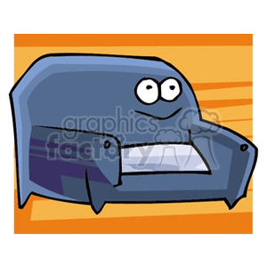 Cartoon Blue Couch with Face