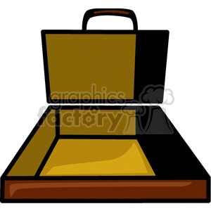 Clipart image of an open, empty briefcase with a handle.