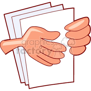 Hands Holding Stack of Papers