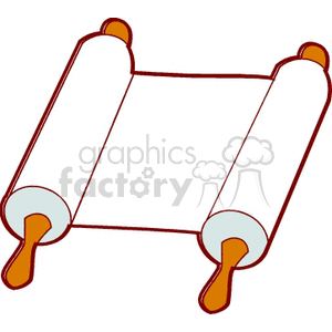 A simple clipart image of a rolled scroll with wooden handles.