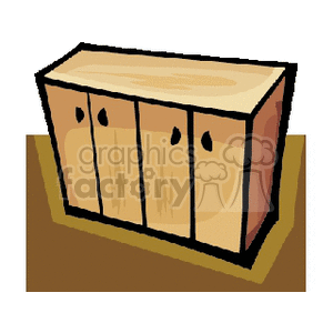 Illustration of a wooden cabinet with four doors