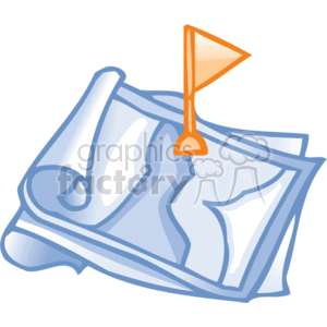The image depicts a stylized representation of a stack of documents or paperwork with a curled corner on the top sheet. A flag pin or marker is attached, typically indicating a location where a signature, note, or attention is required. This type of image might be used in various business contexts to represent contracts, forms, or other official documents that require reviewing or signing.
