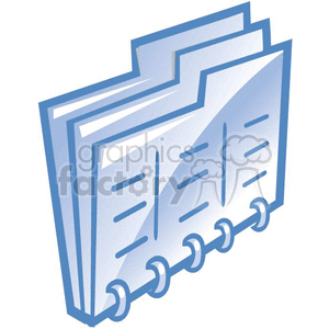 The image is a clipart representation of a set of three ring-bound folders or files, typically used in an office or business environment to store documents and papers.