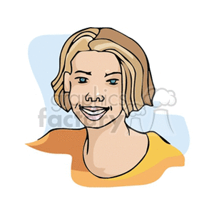 Illustration of a Smiling Girl with Blonde Hair