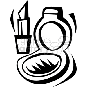 Clipart image of a lipstick and a compact powder case.