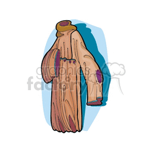 A clipart image of a medieval monk robe with a cowl, displayed against a blue background.