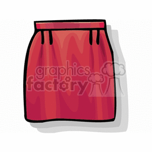A clipart image of a red skirt with a waistband and pleats.