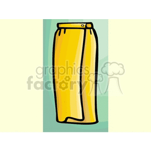 Bright yellow skirt clipart illustration with a simple, bold design and black outline.