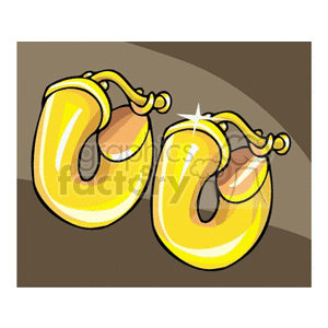 Clipart image of shiny gold hoop earrings.