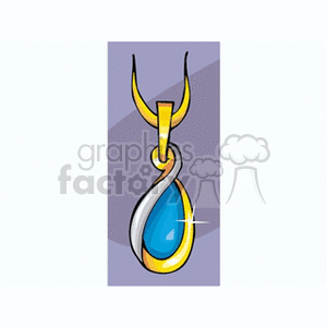 Clipart image of a gold and silver pendant with a blue gemstone.