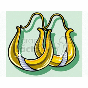 Illustration of a pair of shiny gold hoop earrings with diamond accents.