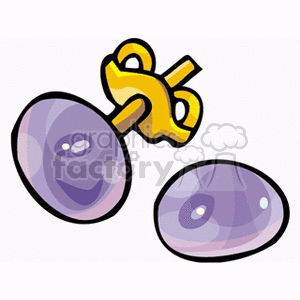 Clipart image of a pair of gold earrings with purple gemstones.