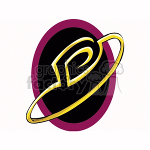 An abstract clipart image featuring a stylized gold ring with an oval background.