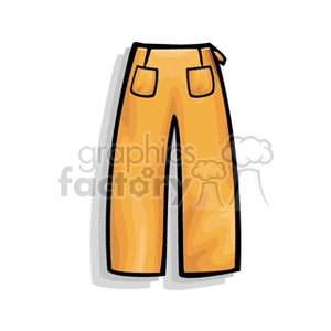 A clipart image of yellow pants with pockets.