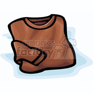 Clipart image of a folded brown sweater with a whimsical outline.