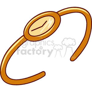 Clipart image of a gold wristwatch with a simple design.