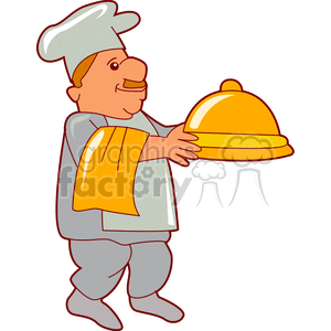 Cartoon Chef with Serving Tray