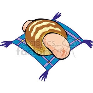 Croissant on Blue Plaid Napkin