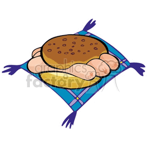 Sandwich with Sausages on a Blue Pillow