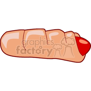 Clipart image of a roll with a red hot dog sticking out of the end
