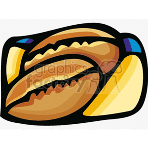 Cartoon-style clipart image of two loaves of bread in a bread basket.