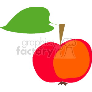 Red apple with a green leaf on the steam