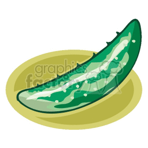 Illustration of a green pickle on a yellow plate.