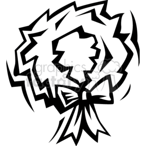 Black and white clipart of a Christmas wreath with a bow.