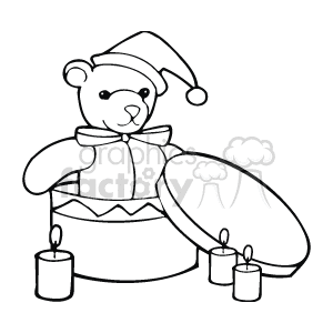 Black and White Teddy Bear with a Santa Hat in a Round box