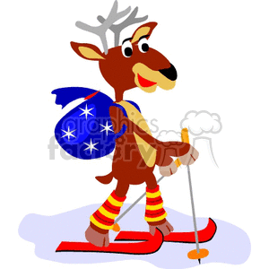 Festive Reindeer Skiing for Christmas Holidays