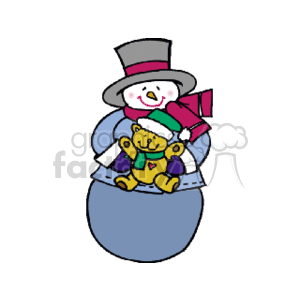 Festive Snowman with Teddy Bear