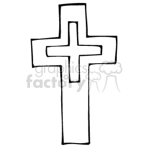   The clipart image depicts a simple, outlined Christian cross. 