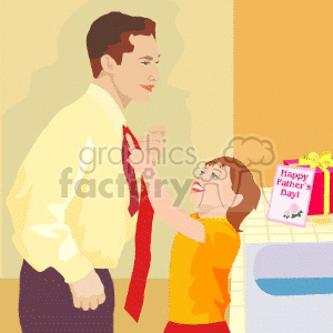 daughter tying dads tie