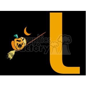 Pumpkin flying on a broom stick
