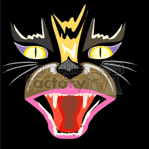  The image is a clipart illustration of a black cat with a menacing appearance. The cat