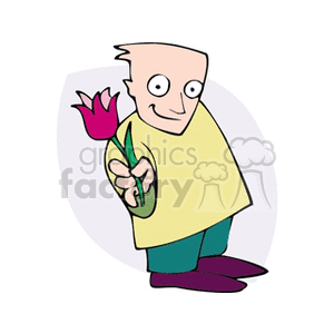 Cartoon Boy with Flower for Mother's Day